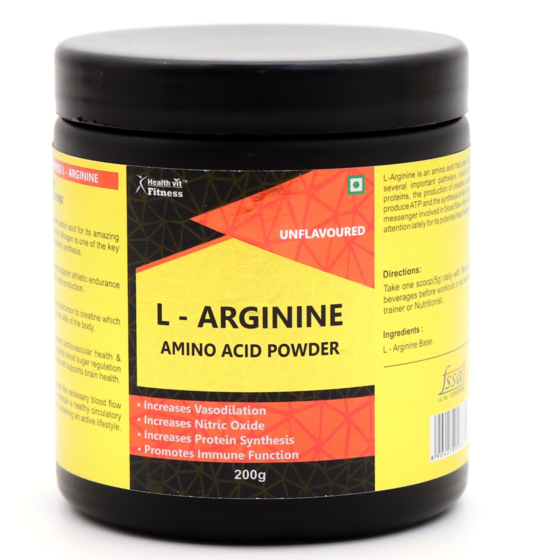 HealthVit L-Arginine Amino Acid Powder (Unflavoured)
