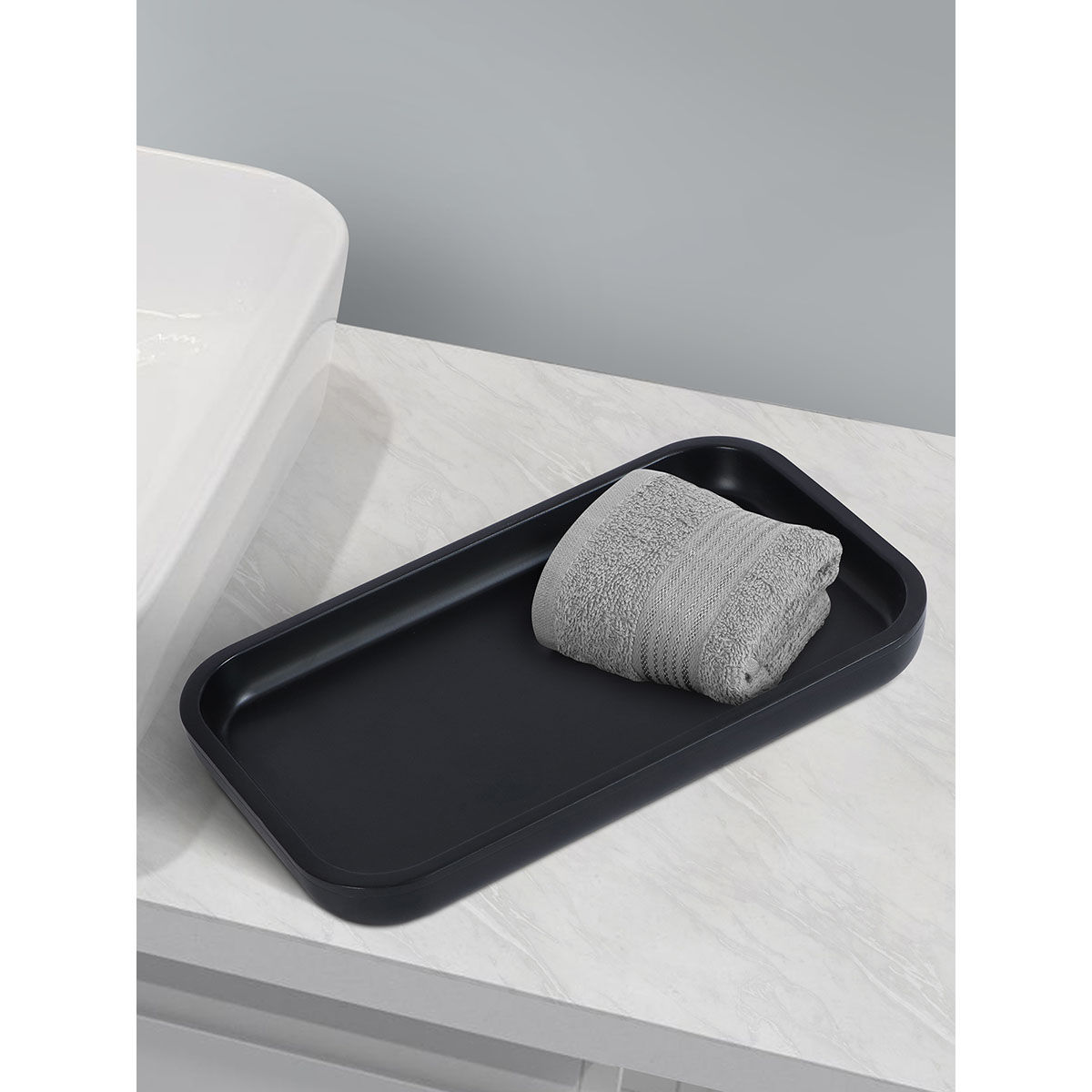 OBSESSIONS Polyresin Textured Bathroom Tray Black Buy OBSESSIONS