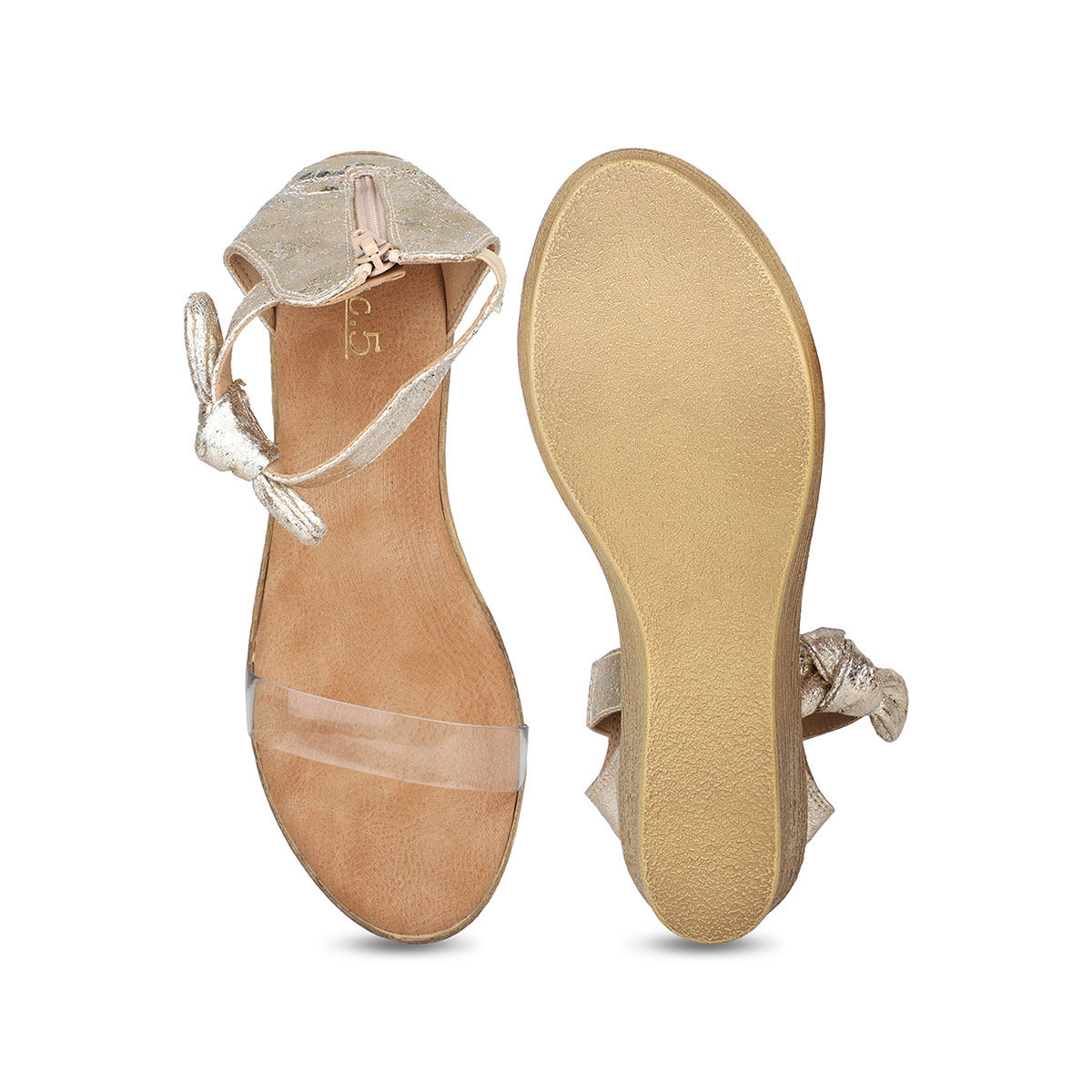 Buy Inc.5 Women Gold Zipper Party Wedges Online