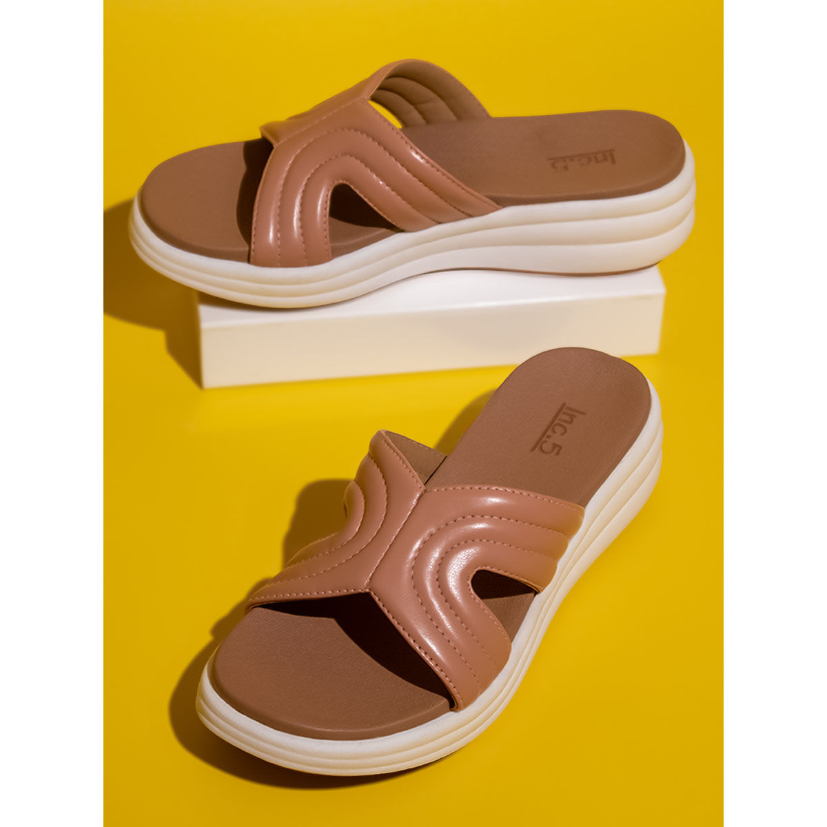 Buy Beige Heeled Sandals for Women by Five By Inc.5 Online | Ajio.com