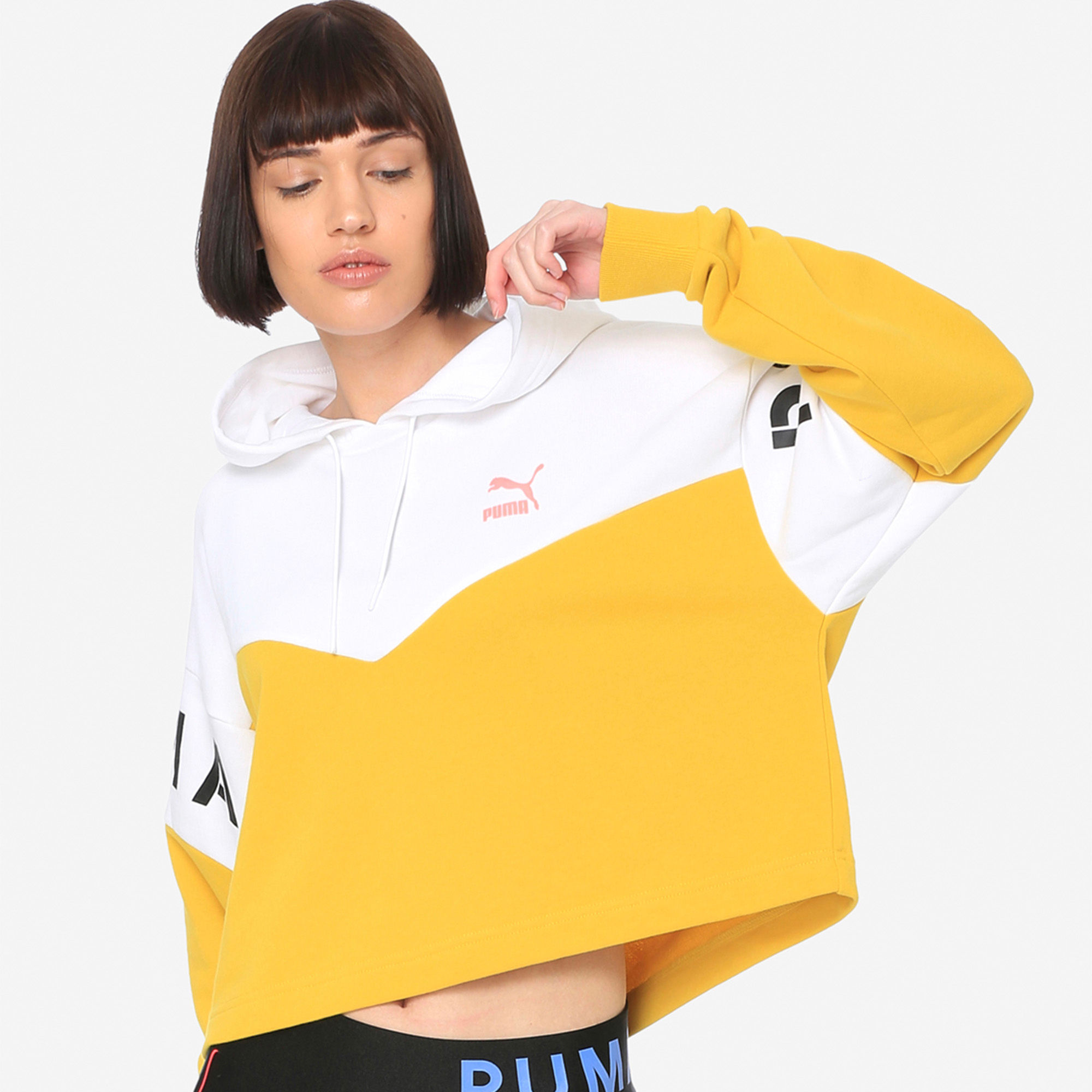 puma yellow hoodie women's