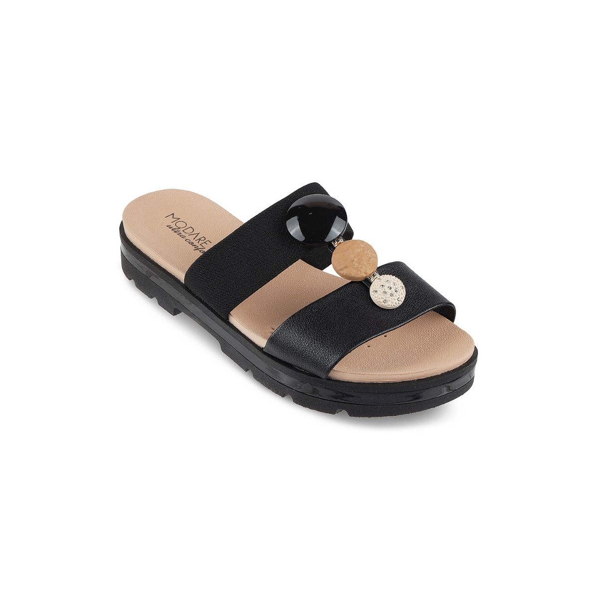 Buy MODARE Black Flat Sandals Online