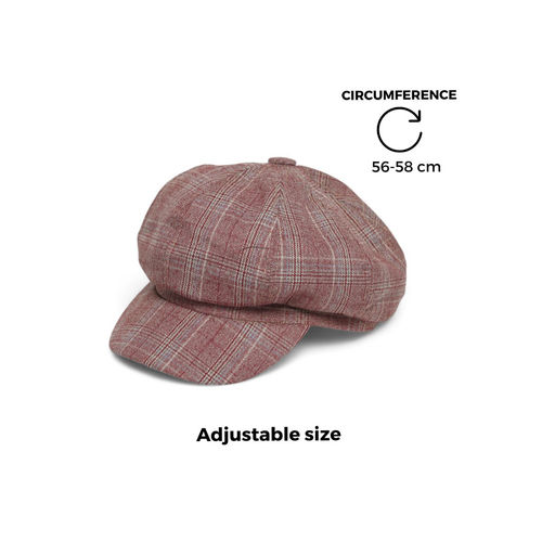 CHOKORE Men Red Retro Design Plaid Beret Style Flat Cap