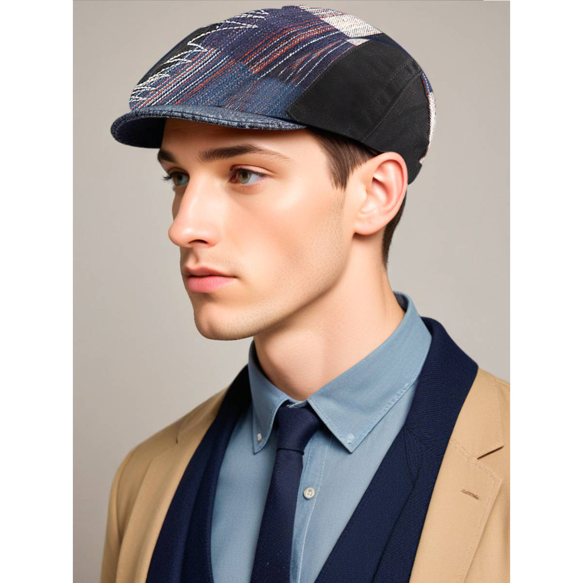 Spliced Cap Buy CHOKORE Men Black Modern Spliced Ivy Cap Online