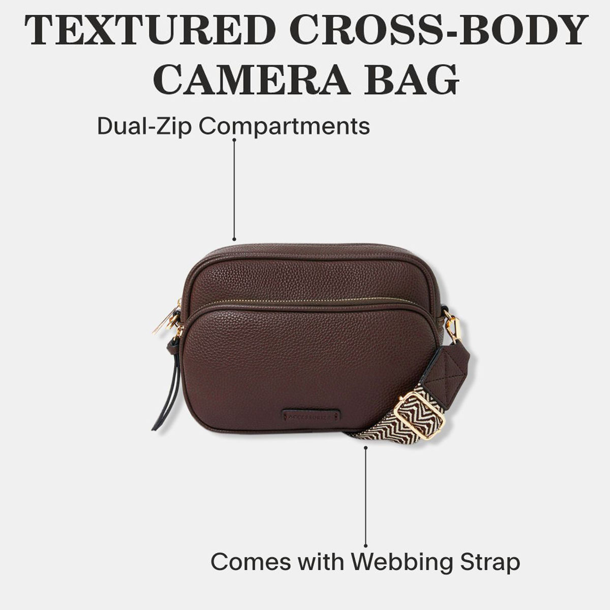 Buy Accessorize London Women Chocolate Brown Dina Double Zip Sling