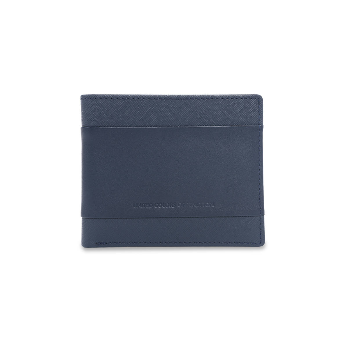 United Colors of Benetton Men Arderins Navy Blue Bi-Fold Leather Wallet