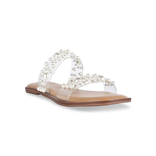 ROCIA Transparent Women Vinyl Embellished Pearl Flats (EURO 36)