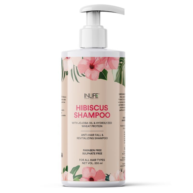 INLIFE Hibiscus Shampoo with Jojoba Oil & Hydrolyzed Wheat Protein ,Paraben & Sulphate Free