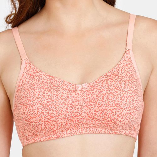 Buy Zivame Everyday Double Layered Non-wired 3-4th Coverage T-shirt Bra  Peach Passion Print Peach Online