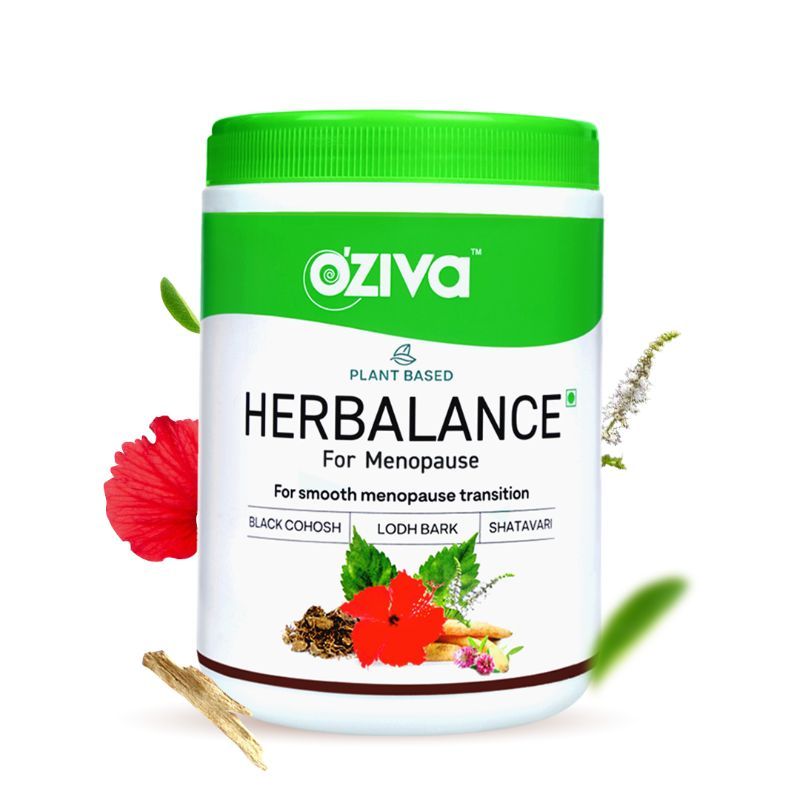 OZiva Plant based HerBalance Menopause, Supports Relief for Hot Flashes & Night Sweats