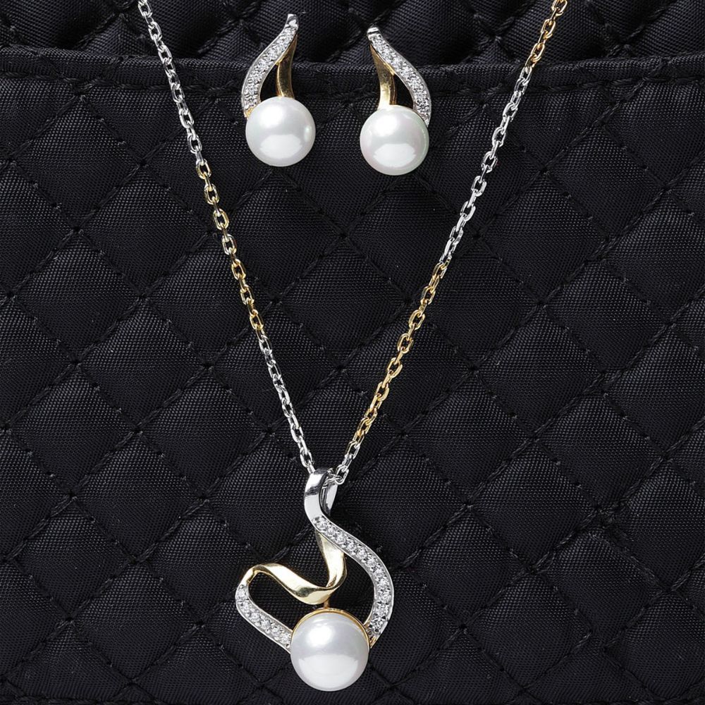 Buy CLARA 925 Silver Pearl Asuka Pendant Earring Chain Jewellery