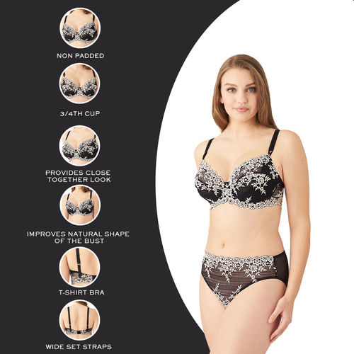 Buy Wacoal Embrace Lace Non-Padded Wired 3/4Th Cup Lace Fashion Bra - Black  (38D) Online
