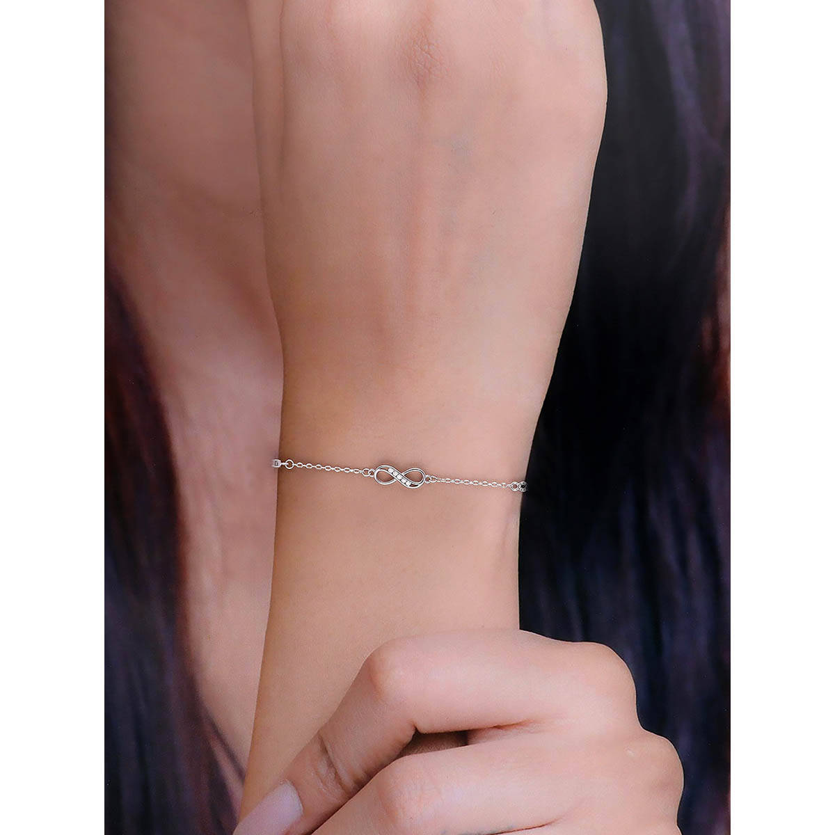 Kai Jewel Sterling Silver Zircon Infinity Casual Bracelet