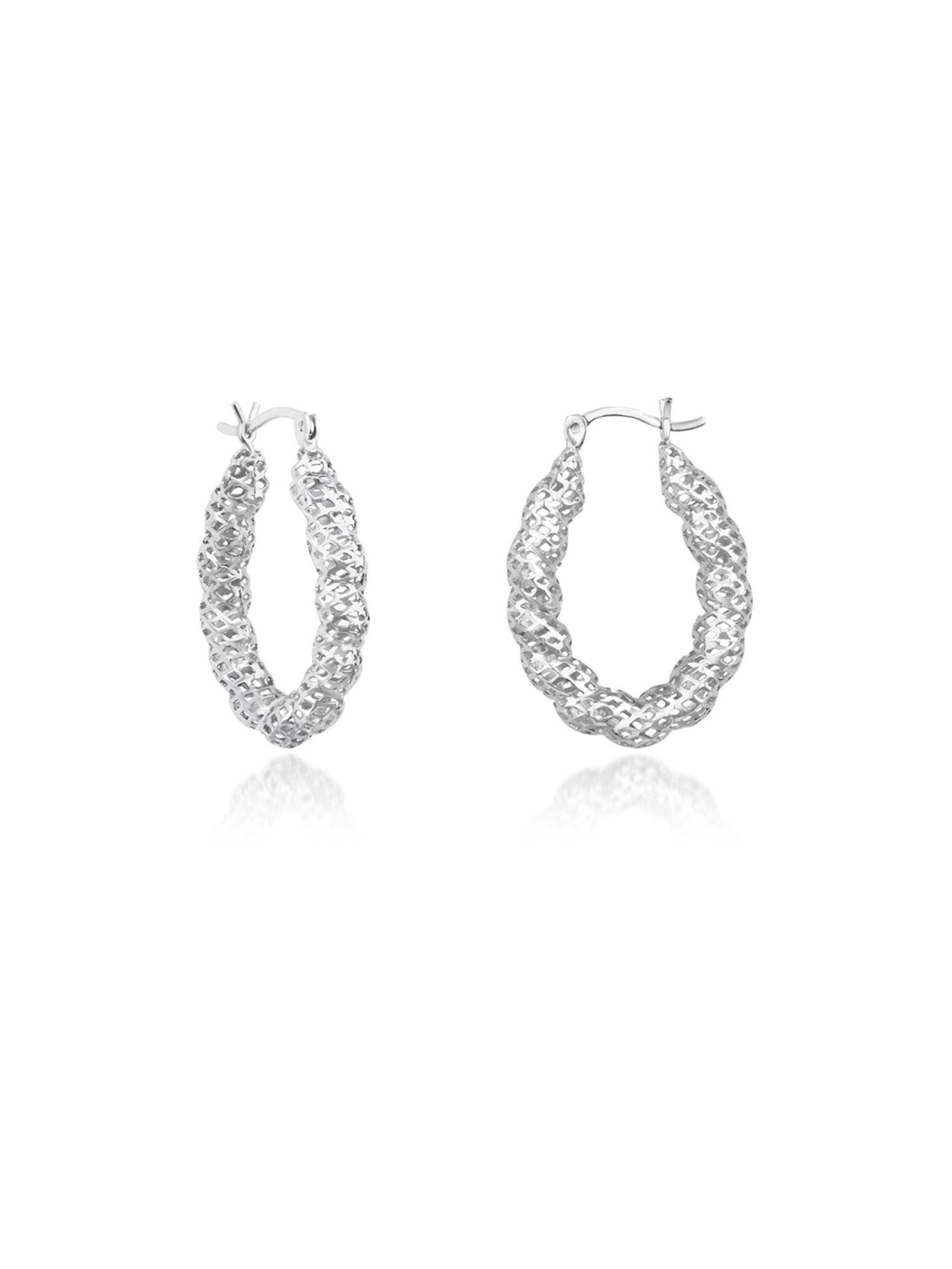 Nistra Women Sterling Silver Hoops Earrings