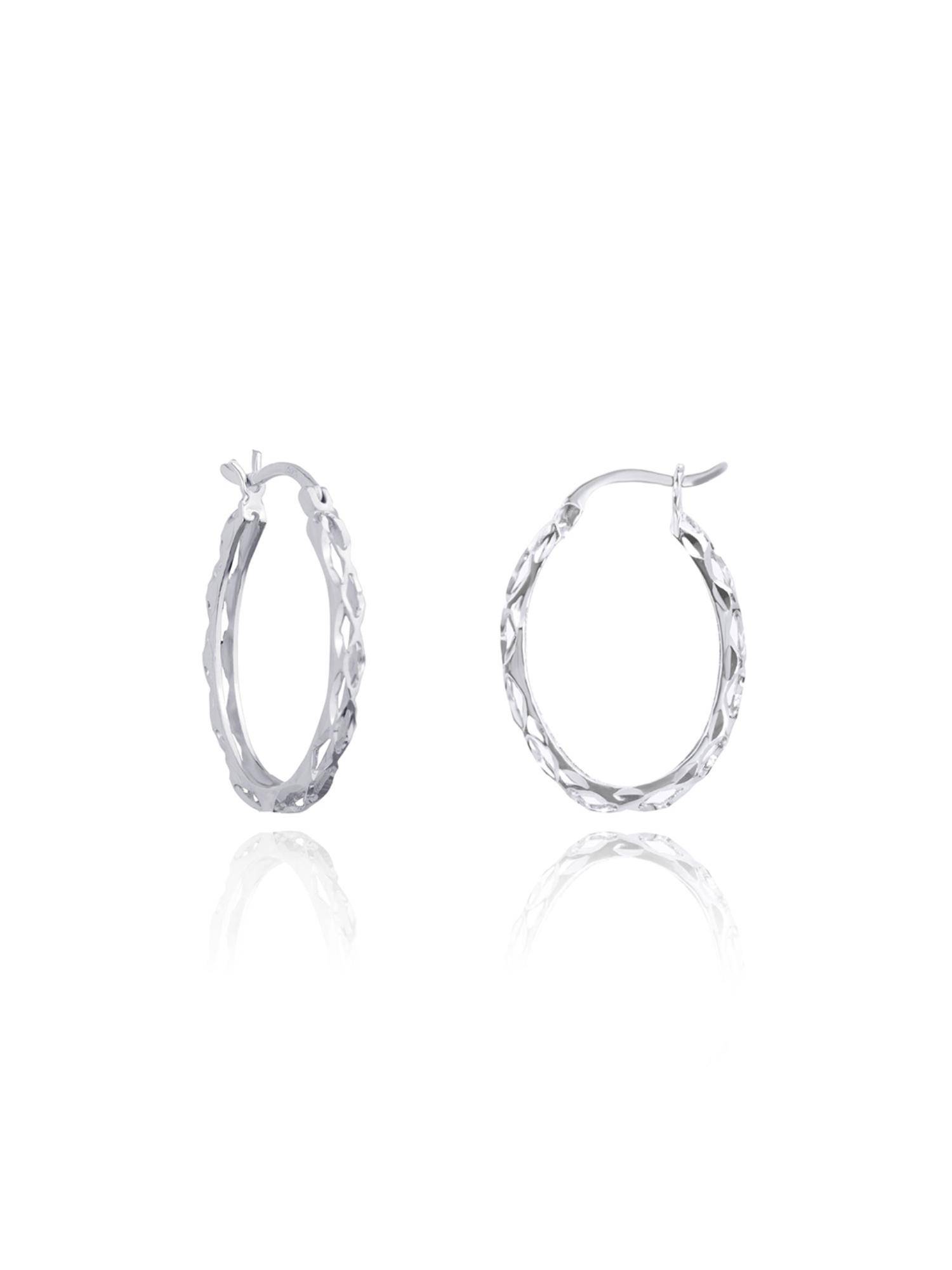 Nistra Women Sterling Silver Hoops Earrings