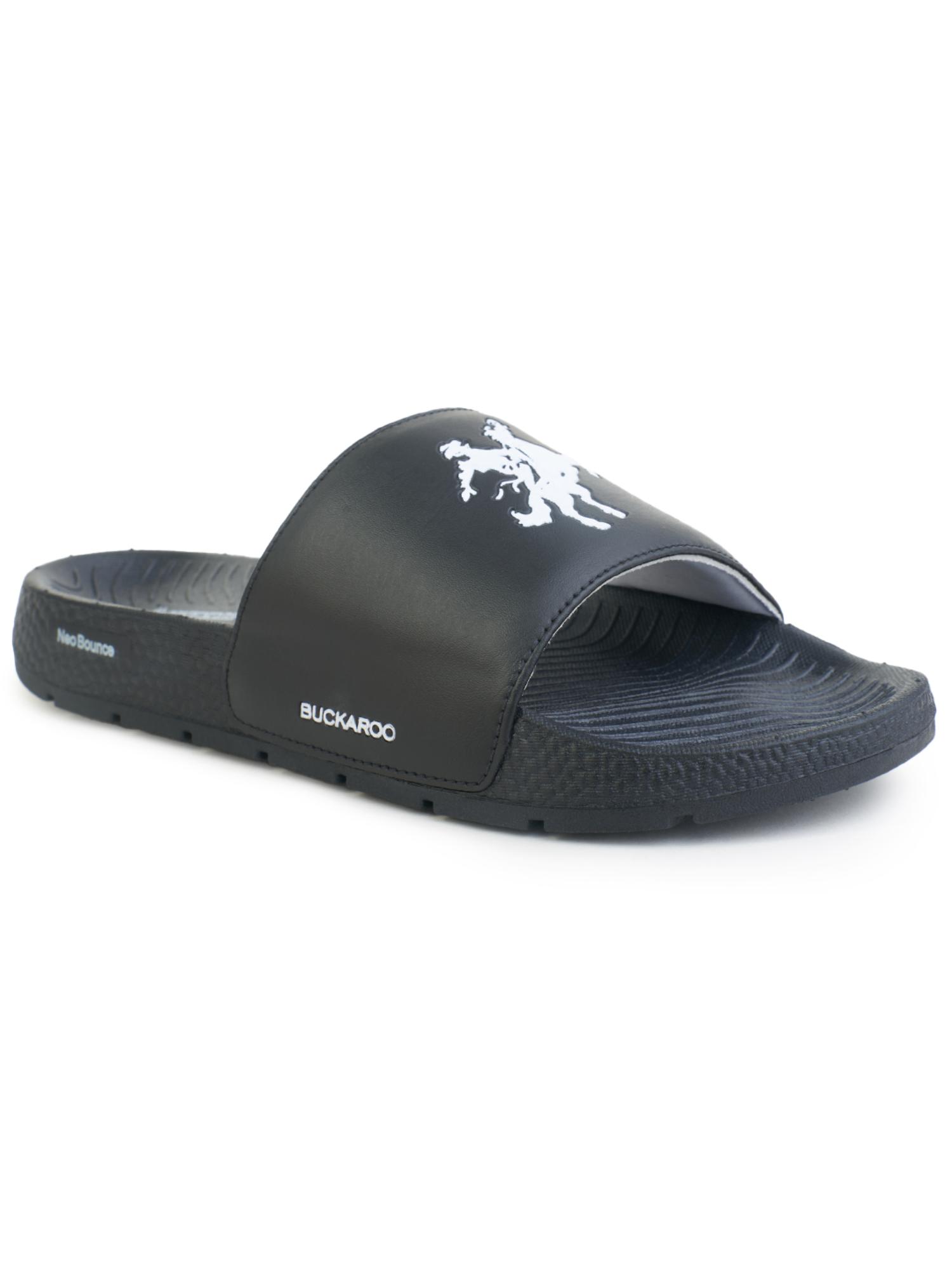 Buy BUCKAROO NUSA Premium Vegan Synthetic Black Casual Sliders