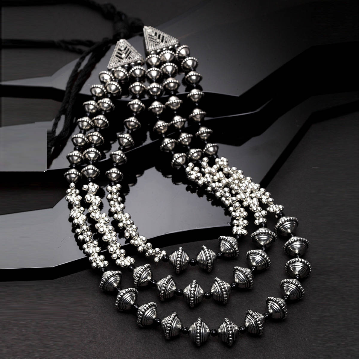PANASH Silver-Plated Oxidised Necklace