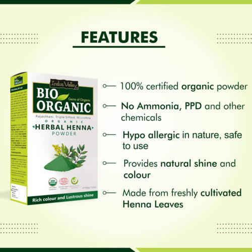  Indus Valley Bio Organic 100% Pure Indigo Powder & Henna Powder  Hair Color Combo Kit