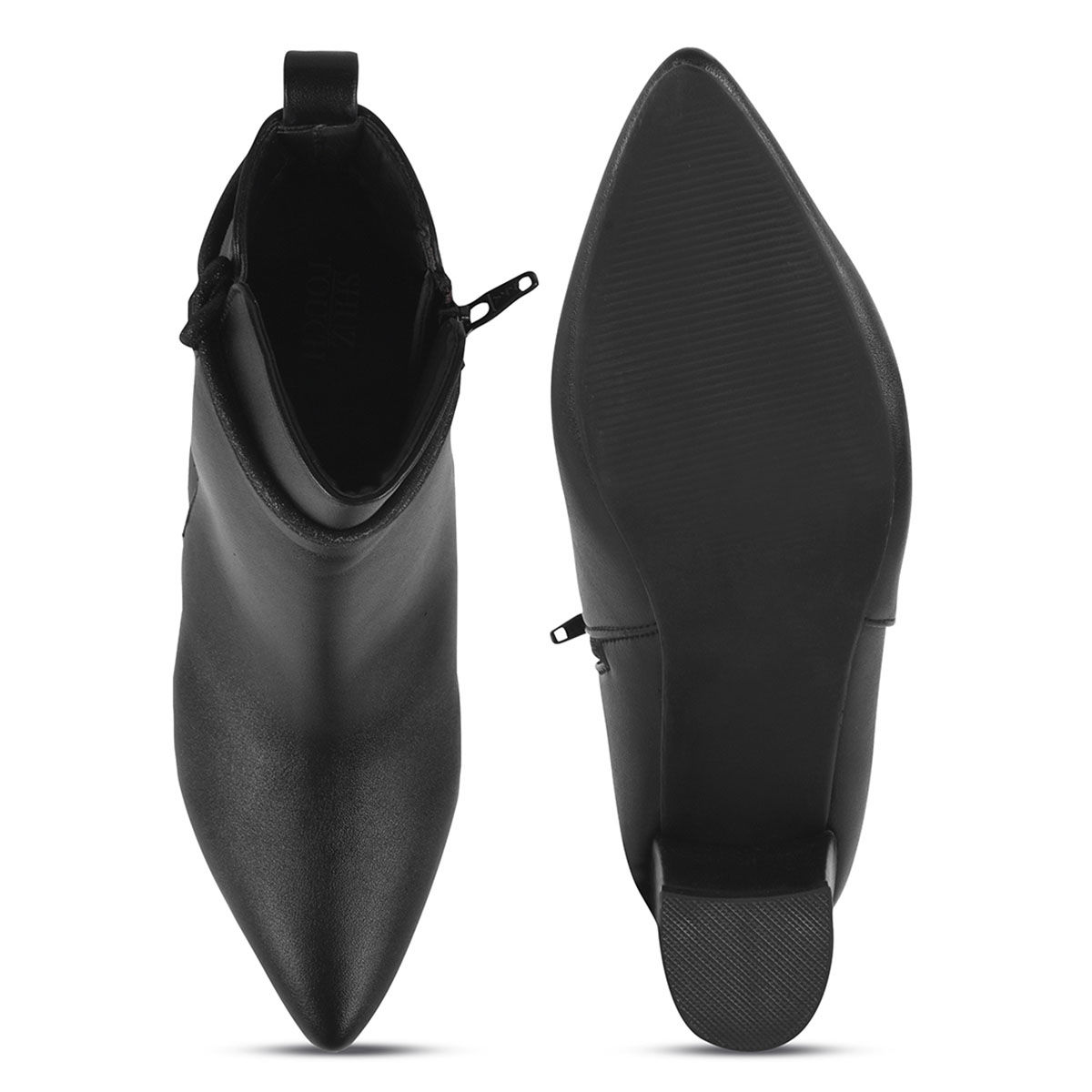Buy SHUZ TOUCH Black Embelished Block Heel Boots Online
