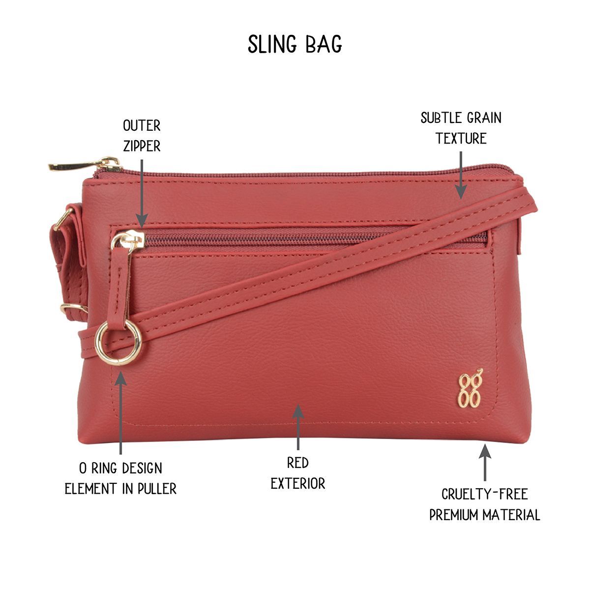 Baggit red solid sling bag online