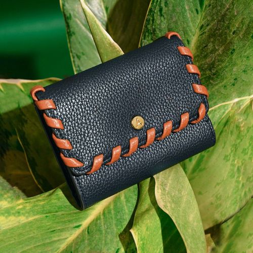 Buy Accessorize London Womens Faux Leather Navy Blue Whipstitch - Main Image