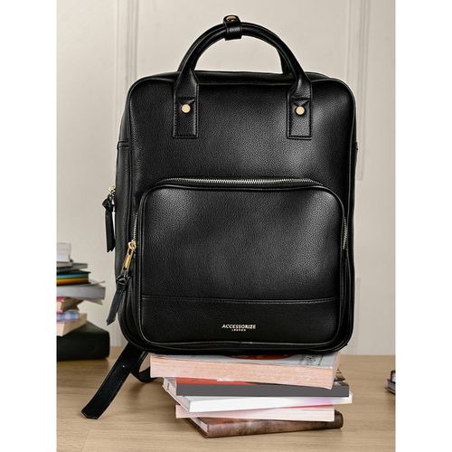 Buy Accessorize London Womens Faux Leather Black Pocket Handle