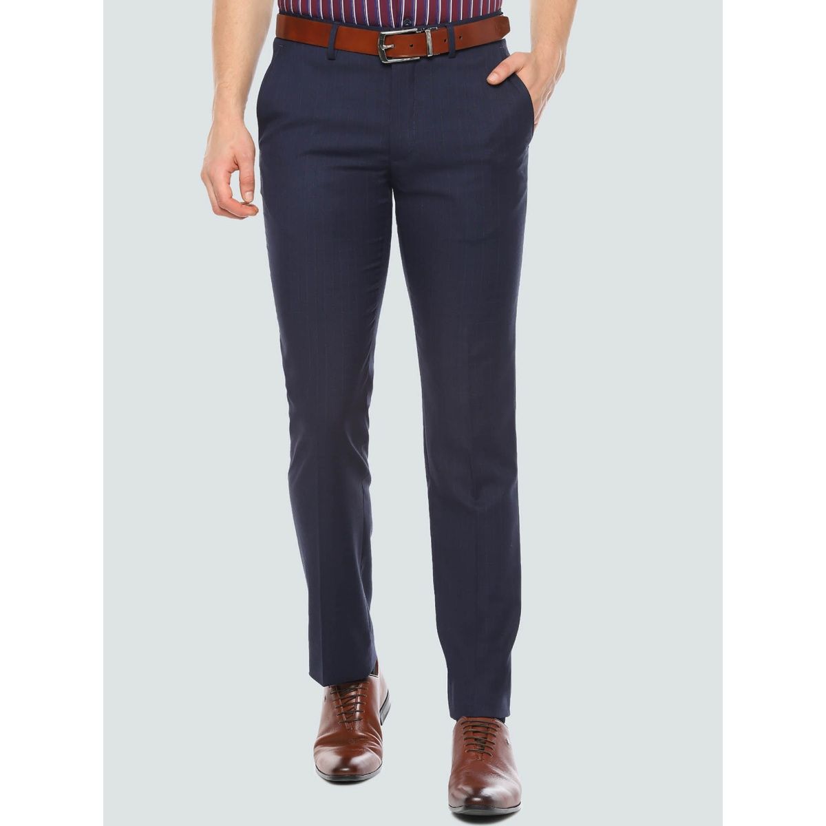 Buy Louis Philippe Men Grey Checked Slim Fit Trousers - Trousers for Men  17161796 | Myntra