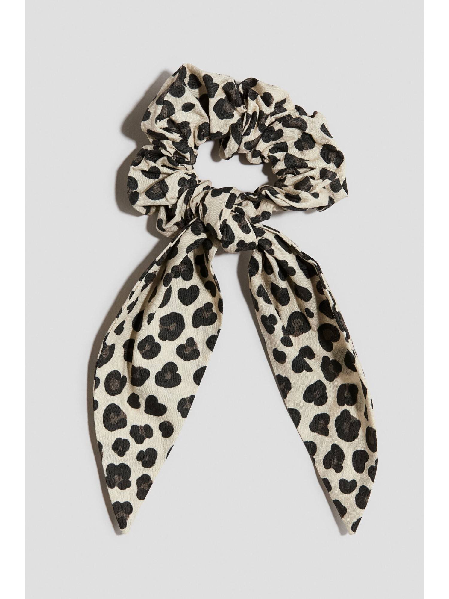 H&M Girls Beige Patterned Cotton Scrunchie