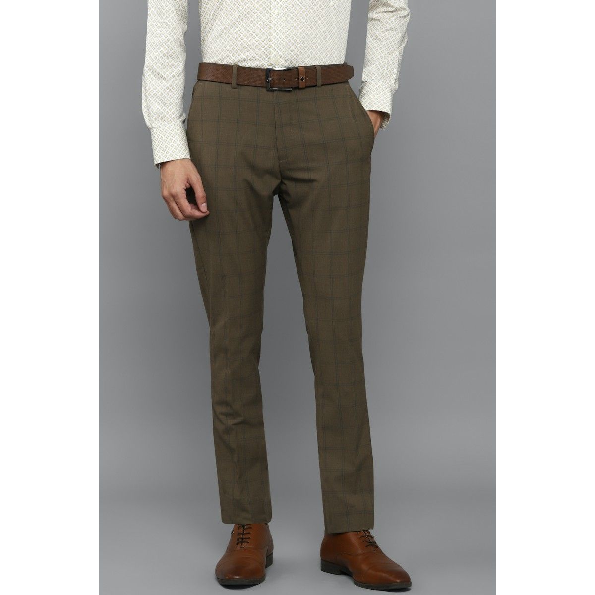 Buy Men Grey Slim Fit LowRise Checked Formal Trousers online  Looksgudin