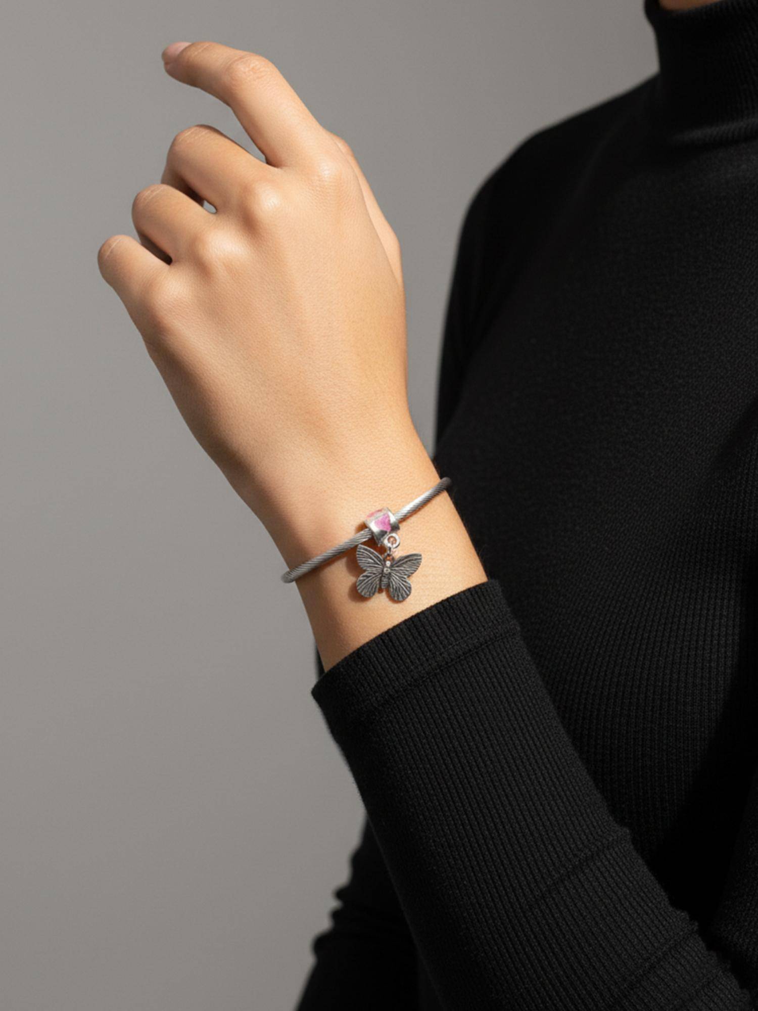 Gahan Women Silver Plated Butterfly Bracelet (Adjustable)