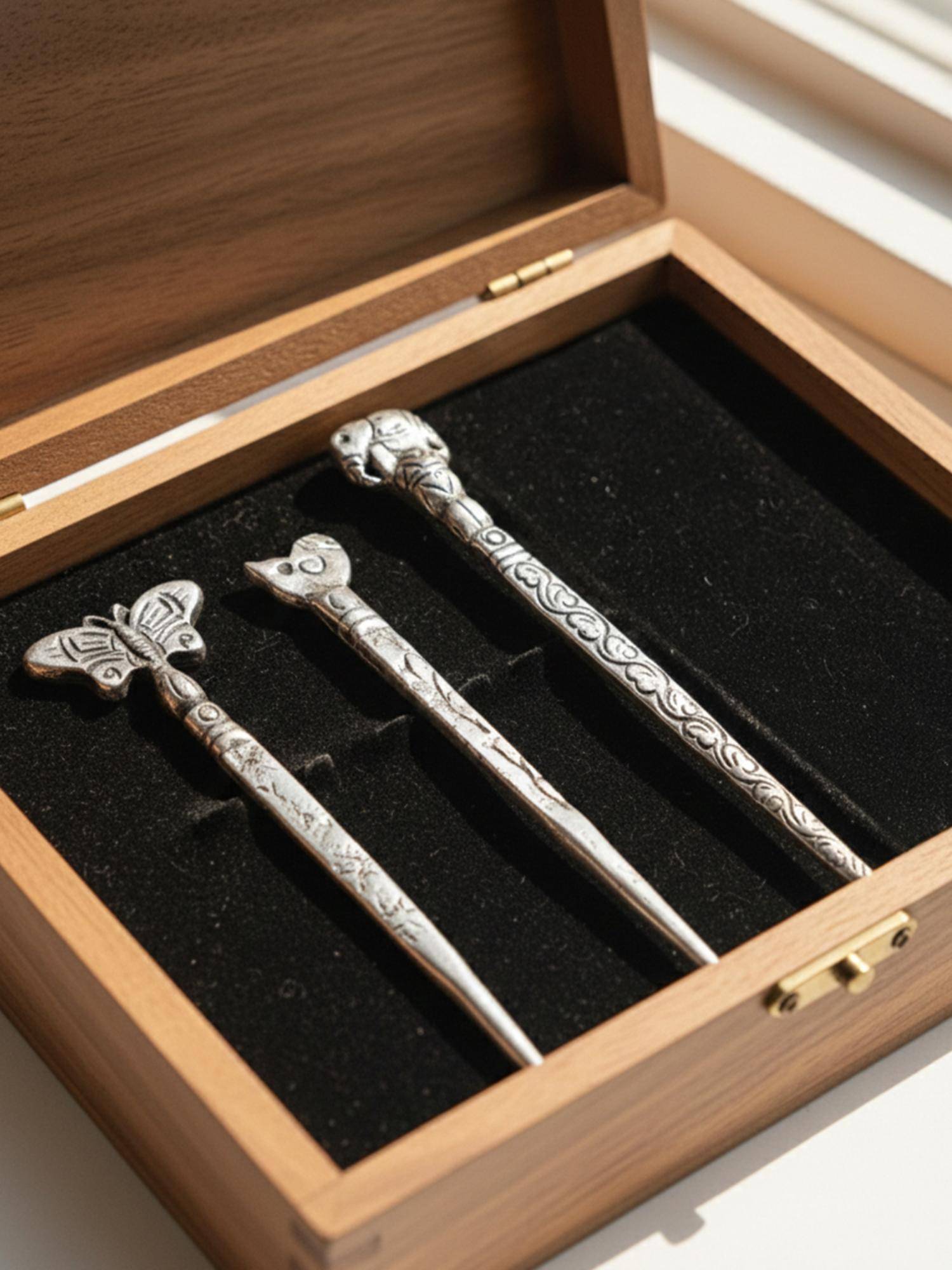 Gahan Womens Pack of 3 Assorted Oxidised German Silver Juda Hair Stick