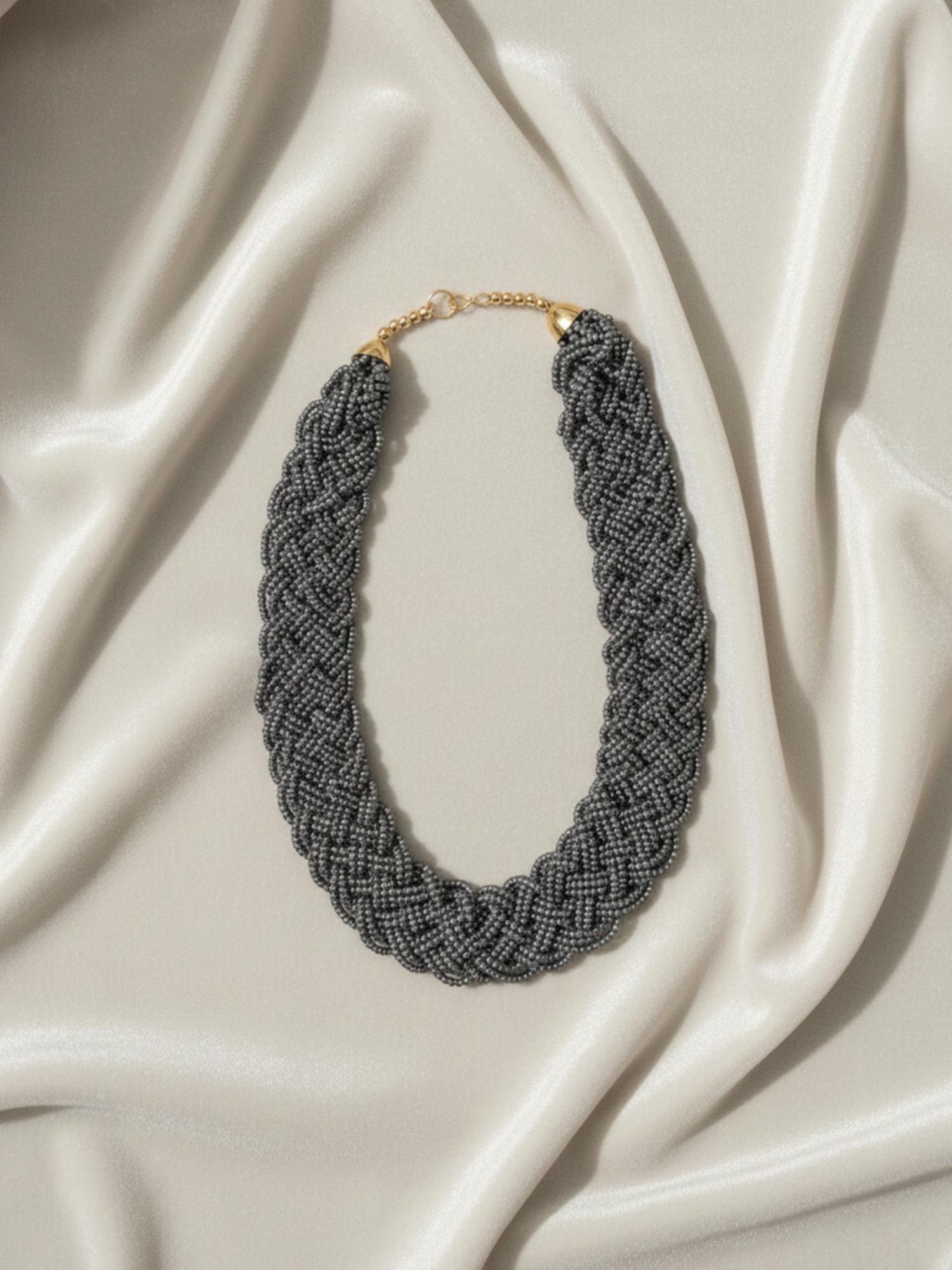 Buy Gahan Women Vintage Braided Beads Grey Coloured Necklace Online