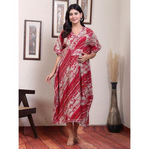 strapless open back dress Welona kaftan dress with ornamental print in white and orange main image 1