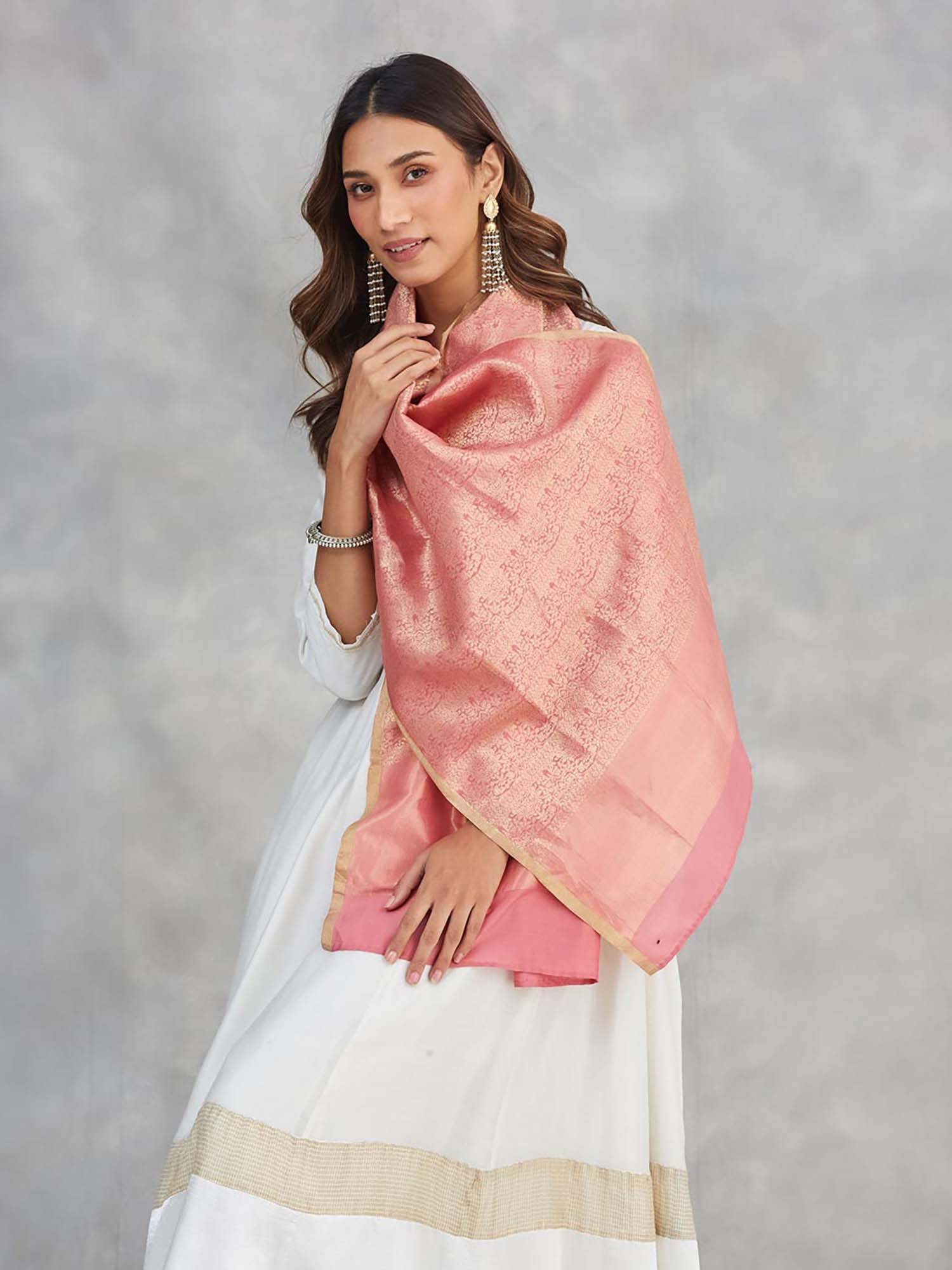 Fabindia Pink Cotton Silk Blend Stole