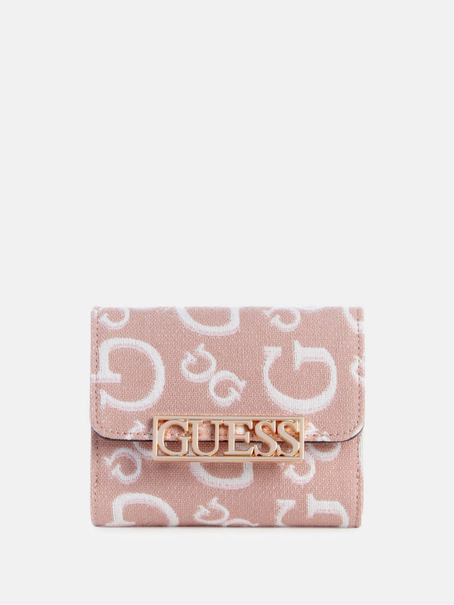 Guess Women Pink Polyester Blend Typography Wallet