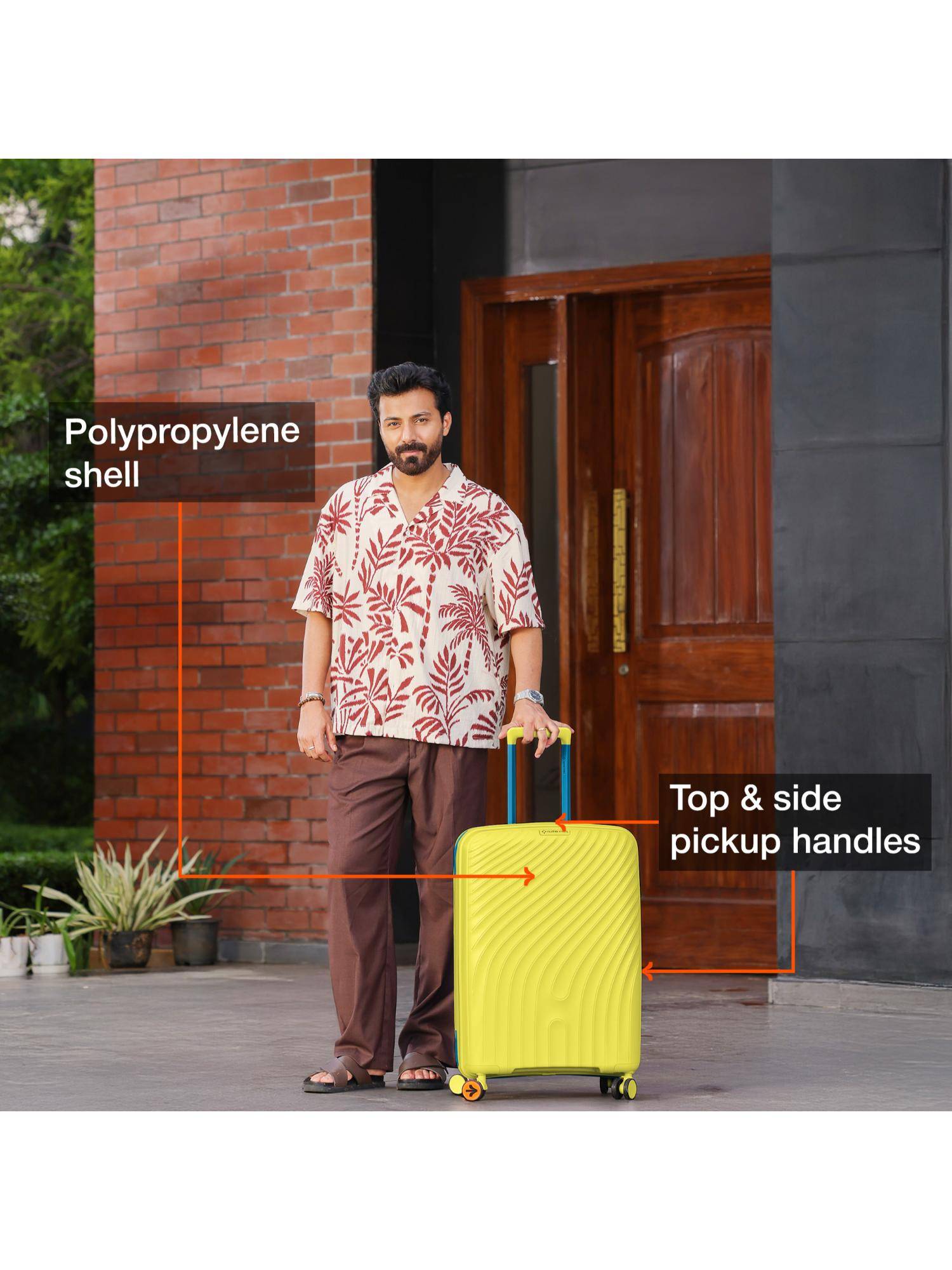 Buy Nasher Miles Capri Hard-Sided Polypropylene Yellow Trolley Bag