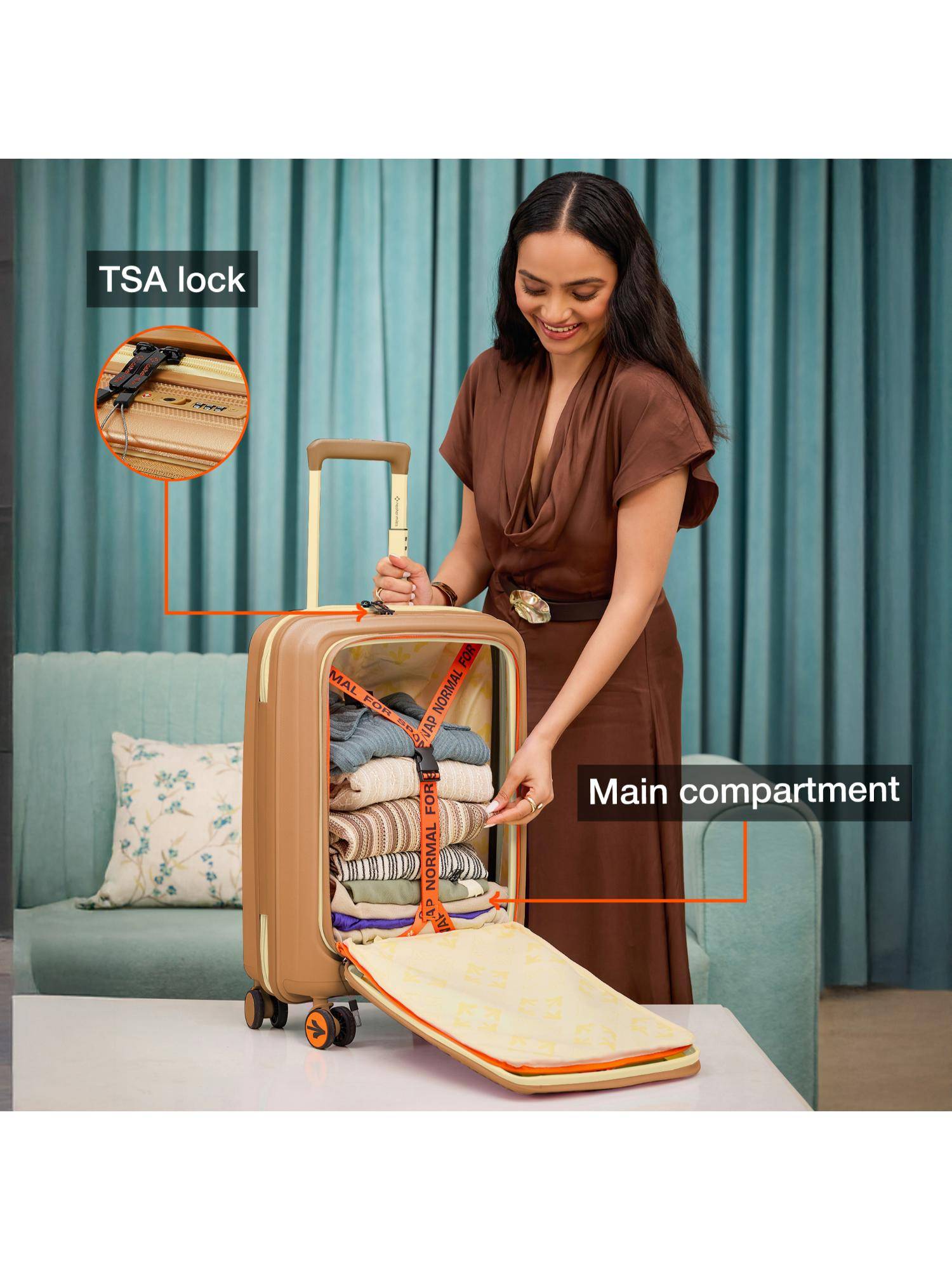 Buy Nasher Miles Capri Hard-Sided Polypropylene Beige Trolley Bag