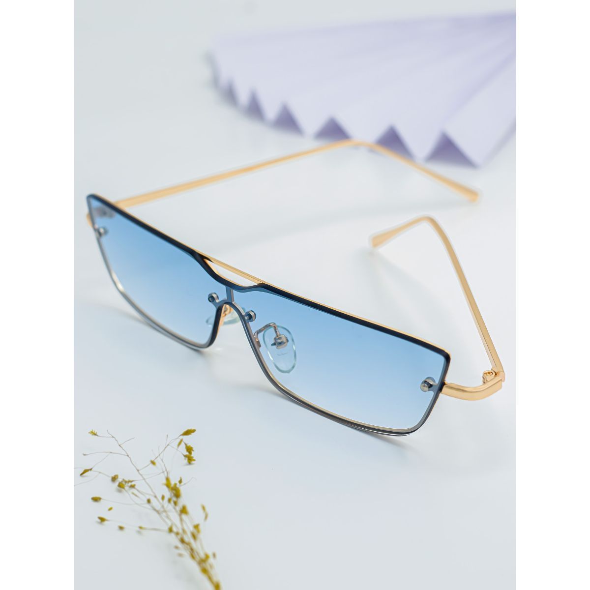 Bellofox Anisa Gold Frame Blue Lens Rectangle Full Rim Sunnies Buy Bellofox Anisa Gold Frame 6132