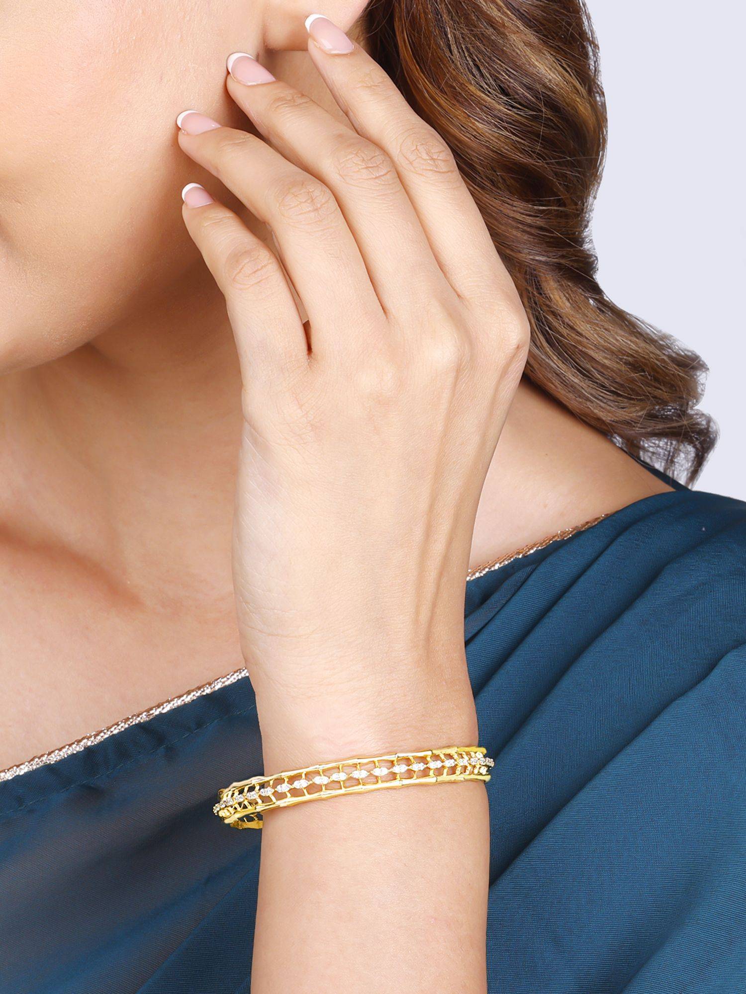 Giva Sterling Silver Golden Whispering Winds Bangle For Women