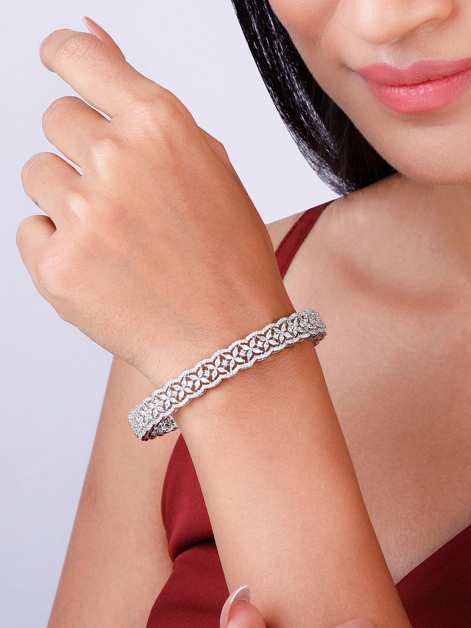 Buy Giva Sterling Silver Glinting Treasure Bangle For Women Online