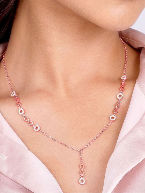 Buy Giva Sterling Silver Rose Gold Infinite Connections Necklace