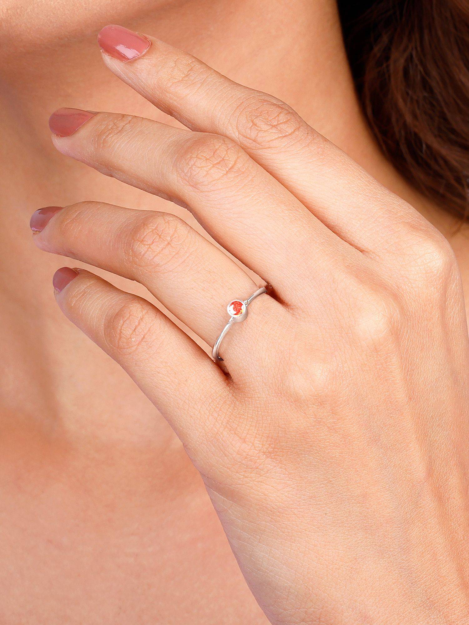 Giva Sterling Silver Orange Radiance Minimal Ring For Women
