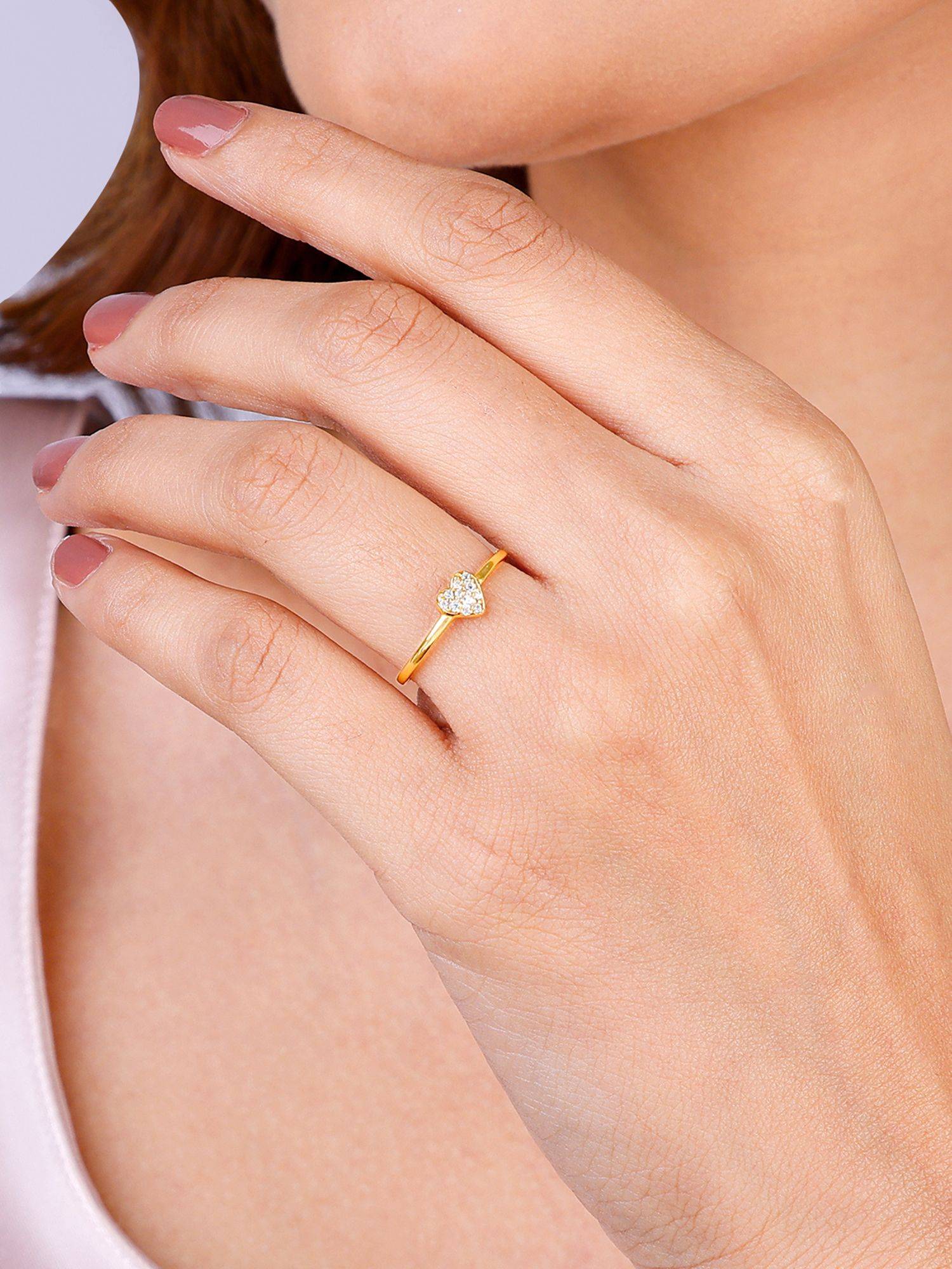 Giva Sterling Silver Golden Whimsical Heart Ring For Women