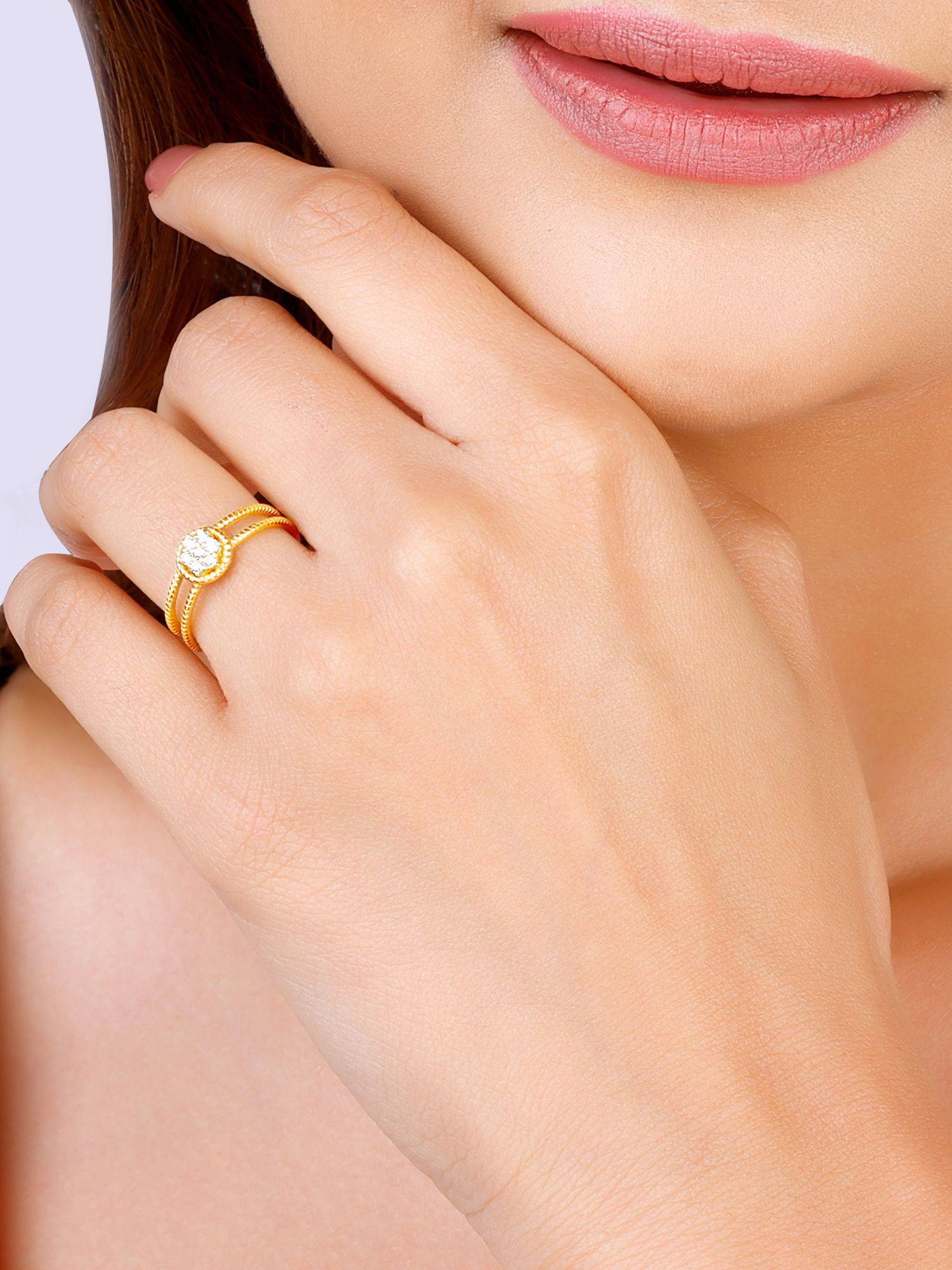 Giva Sterling Silver Golden Radiant Wonders Ring For Women