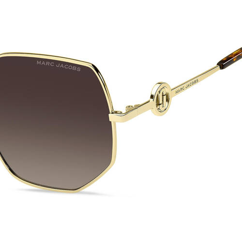 Marc Jacobs Brown Hexagonal Sunglasses Retro-Luxe Design Buy Marc Jacobs Women Brown Shaded Lens Gold Havana  main image 3
