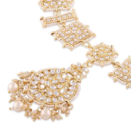Buy Zaveri Pearls Gold Tone Kundan Pearls Bridal Head Chain