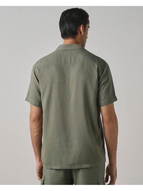 Buy Mufti Muted Olive Solid Shirt Online