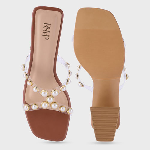 Buy RSVP by Nykaa Fashion Tan Transparent Pearl Embellished Block