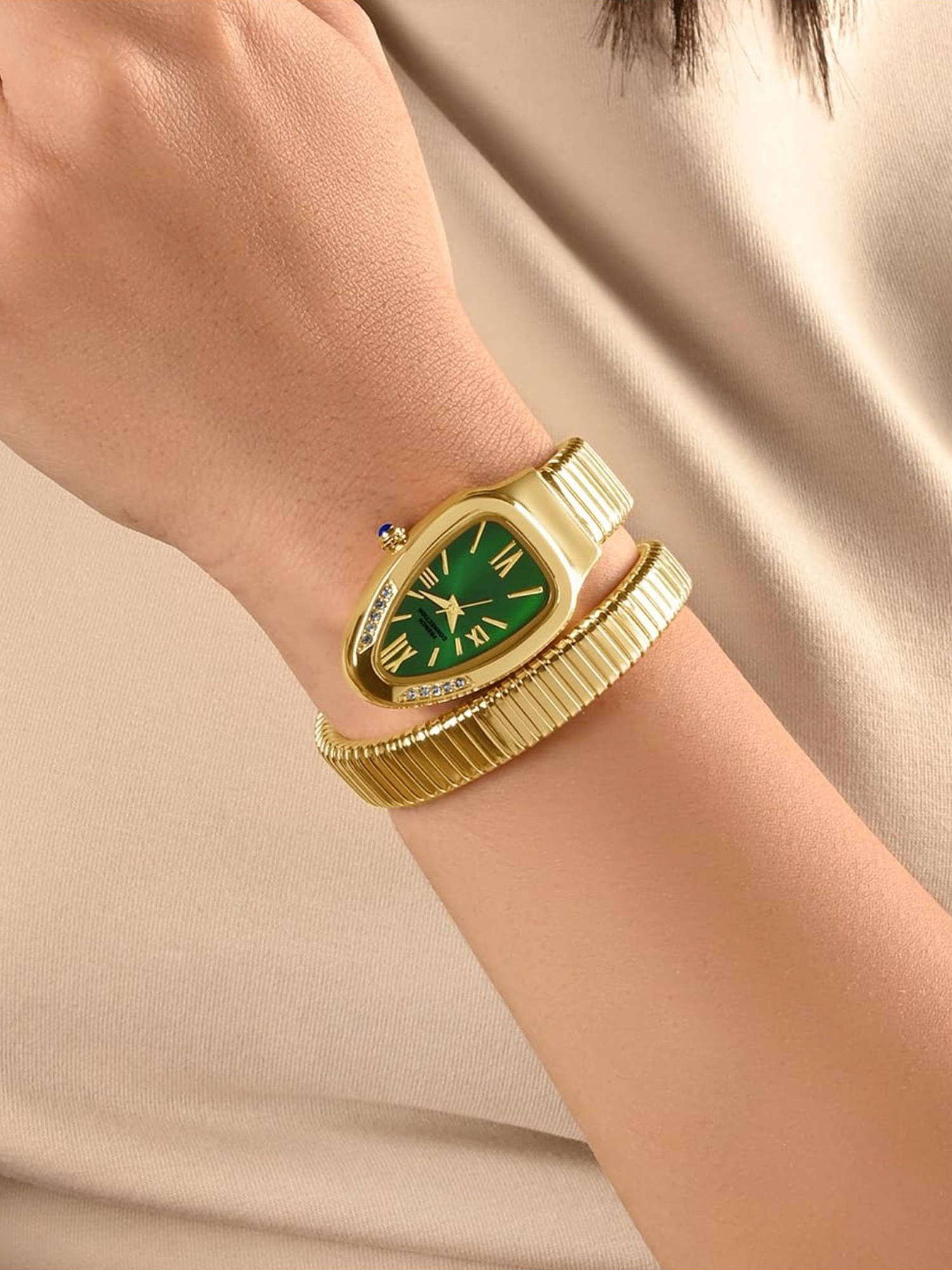 French Connection Eternally Curve Green Dial Flexible Wrap Watch for Women - FCN0142NGM (Medium)