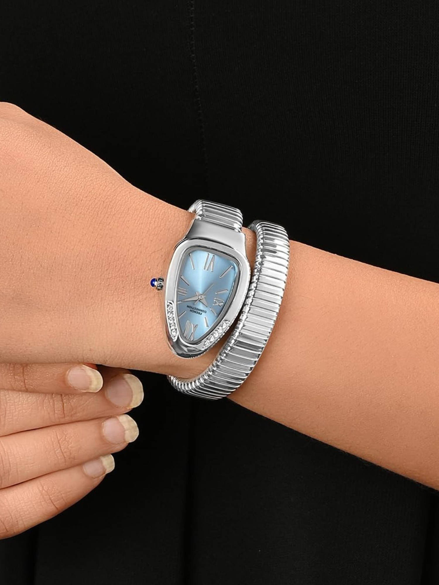 French Connection Eternally Curve Sky Blue Dial Watch for Women - FCN0142USM (Medium)